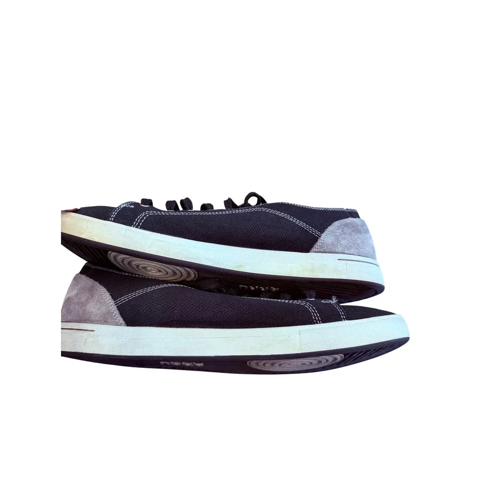 Ahnu Mens Black Canvas Grey Suede Low Top Sneakers AF2569BLK Size 10 US